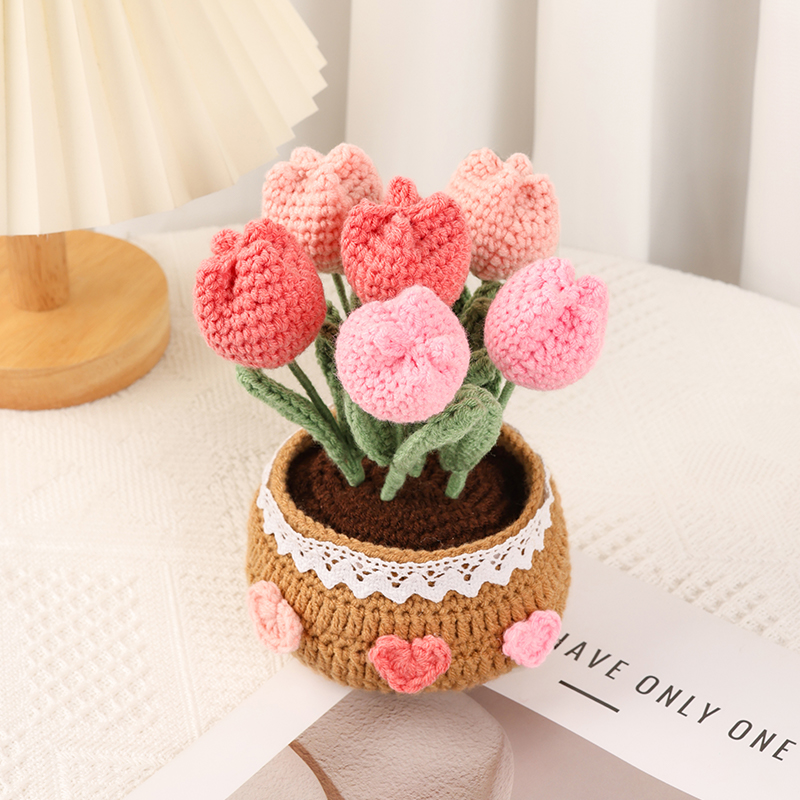 Manual DIY tejido material de crochet girasol hilo de lana casero regalo ramo de lana tejido