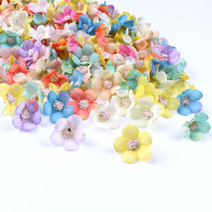 New flower 2cm multi -color daisy head mini silk flower furry flower ring clipage accessories home wedding decoration