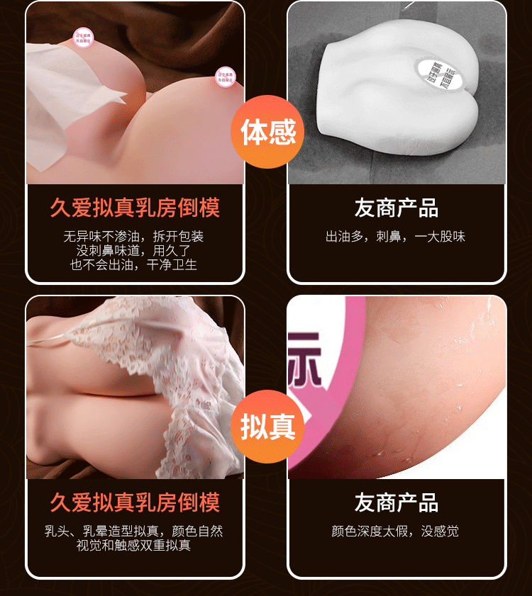 Jiuai Manual Male Masturbator Cup with Large Breasts and Insertable Vaginal and Anal Molds — detail image 9