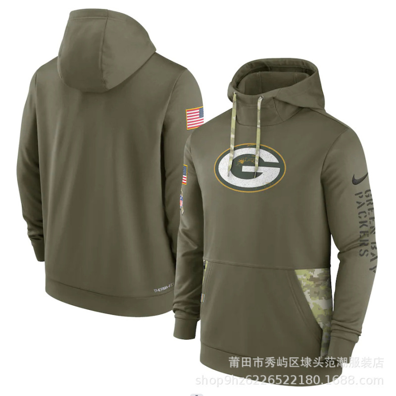 现货18军绿款nfl致敬版男士长袖卫衣运动健身连帽衫橄榄球运动|undefined