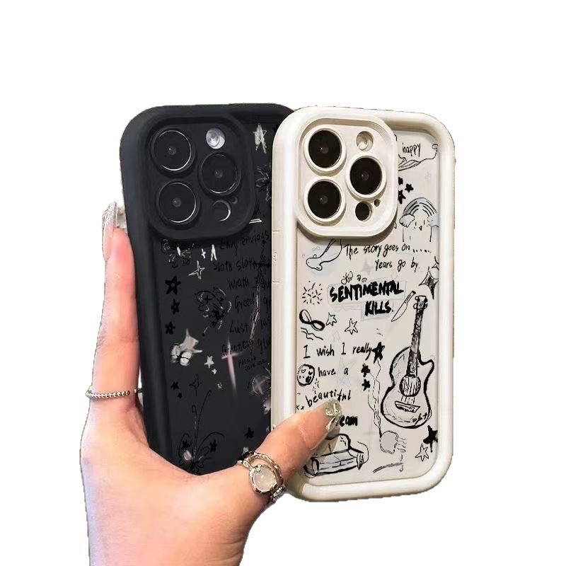 Guitarra inglesa para Apple 16Promax funda para teléfono móvil Japón y Corea del Sur estilo ins iPhone15/14/13 Europa y América 12/