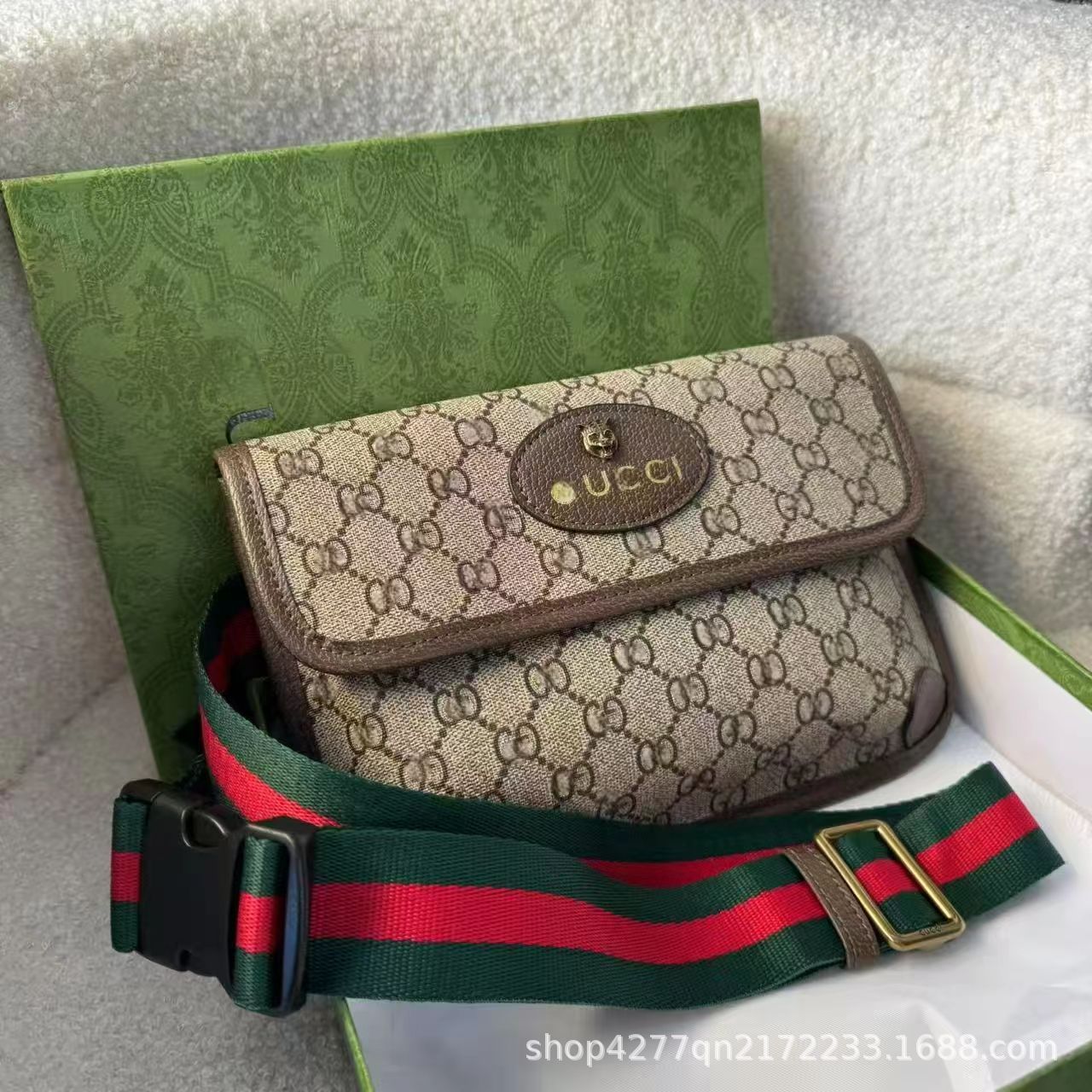 Monogram Tiger Head Waist Bag Trendy Crossbody Chest Bag Single Shoulder Genuine Leather Unisex Camera Bag For Women - Thumbnail 6