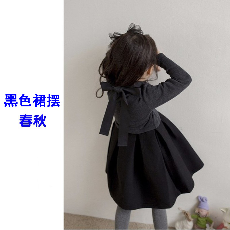 Nuevo vestido de las niñas PRIMAVERA/otoño e invierno forrado de lana estilo coreano cálido de manga larga para niños medianos y grandes mullido vestido de princesa