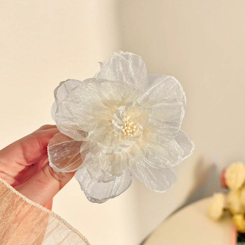 Super imortal tela Begonia flor pato clip de vacaciones de estilo de mar mujer clip de cabello lateral clip de cabello frisa clip clip de cabello