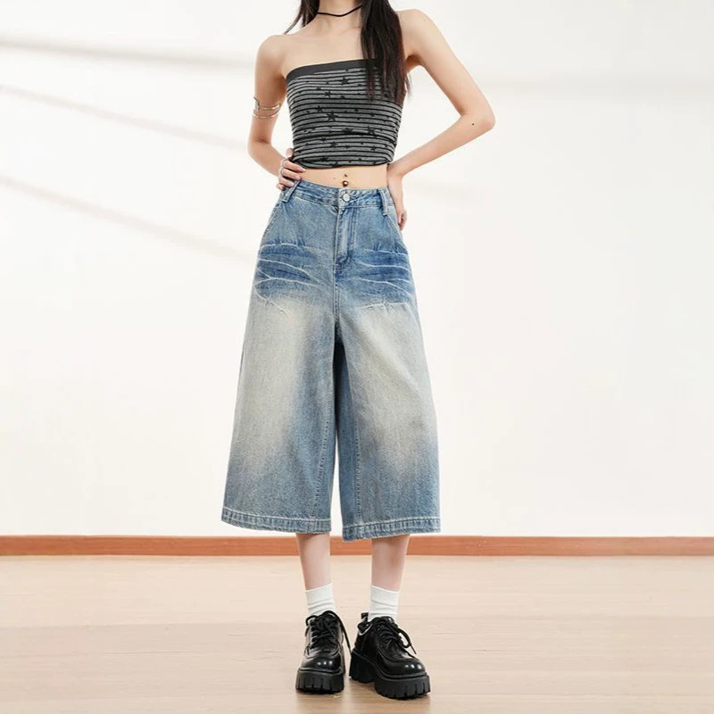 Straight-Leg Cropped Jeans for Women, Summer Thin Style, Loose Fit, Slimming 7/8 Pants, Wide-Leg Denim Cropped Pants for Women, Summer Thin Style Straight-Leg Cropped Jeans for Women, Summer Thin Style, Loose Fit, Slimming 7/8 Pants, Wide-Leg Denim Cropped Pants for Women, Summer Thin Style