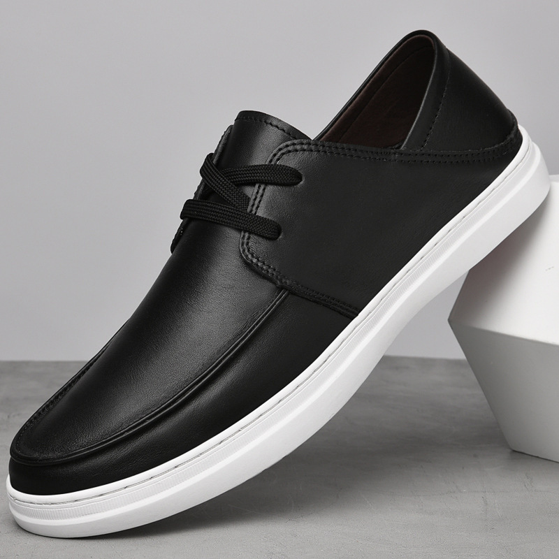 Summer Men's Shoes Genuine Leather Hollow Leather Shoes Men's First-Layer Cowhide Slip-On Two-Wear Lazy Casual Shoes Soft Sole Breathable