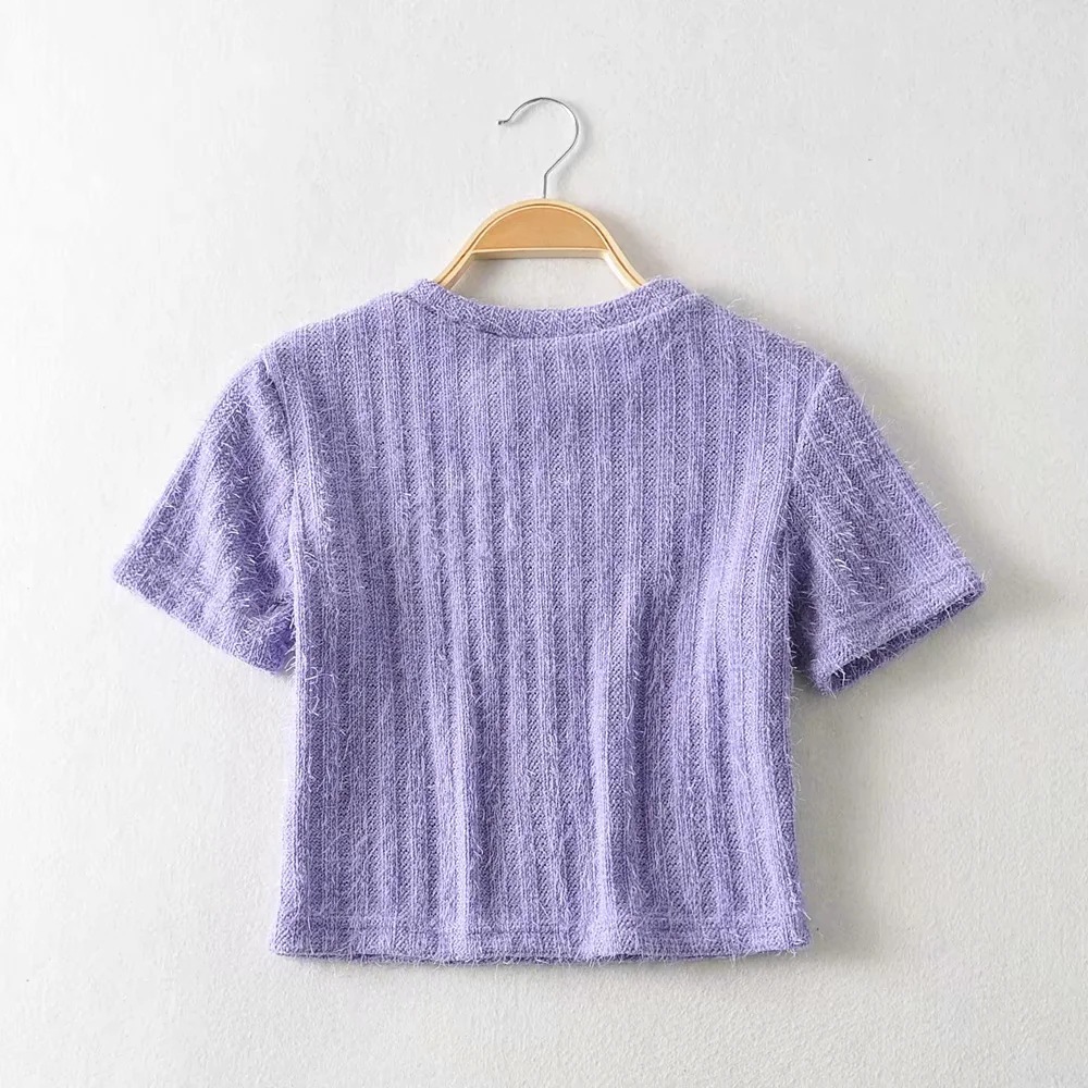 knitted short-sleeved round neck T-shirt NSAC44940