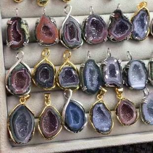 Mexican Crystal Cornucopia Geode Inlaid Pendant