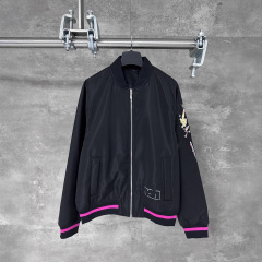 毒家现货正确版本高品质D家25新款渐变色刺绣霓虹粉边棒球服外套