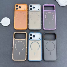 格纹手机壳适用苹果16e外壳细圈强磁吸iPhone17promax保护套磨砂X