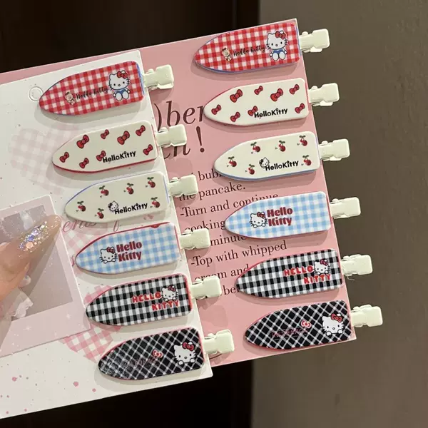 Sweet Cool Style Red Plaid Shovel Seamless Hair Clip Japanese Sweet Versatile Girl Bangs Hairpin Hair Accessory Wholesale