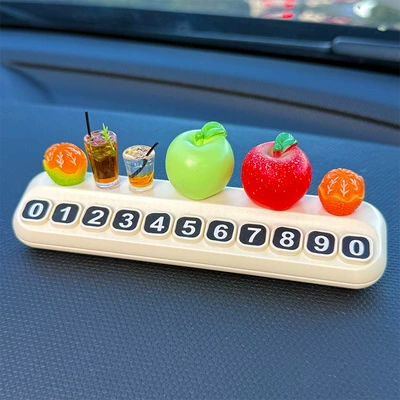 Nömrəli dayanma kartı, Fruit Drink Car Temporary - green-apple-red-apple-2-small-oranges-2-drinks-stop-sign