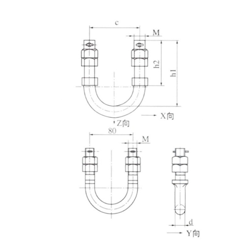 金具U螺栓U-1880-2080-2280  UJ-1880-2080-2280U螺丝