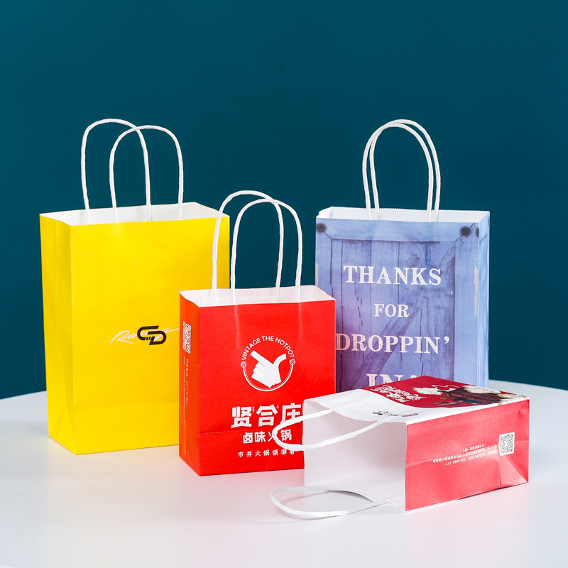 牛皮纸袋手提袋礼品包装袋服装袋外卖奶茶袋子