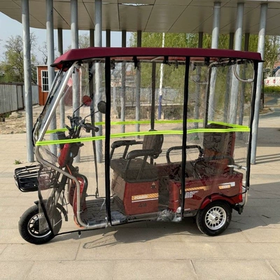 Elektromobil üçün ön şüşə çətiri (günlük), the elderly - stainless-steel-bracket-maroon-composite-top-fully-transparent-rain-curtain-16070