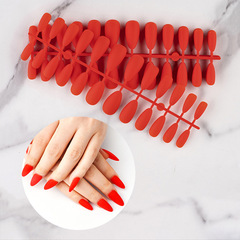 5條裝混彩色磨砂水滴甲簡約純色甲片24片美甲穿戴甲可代 發