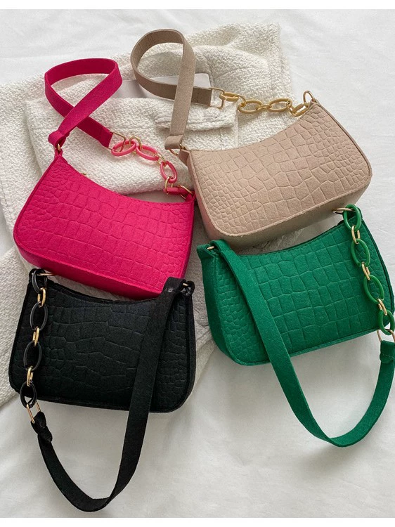 Сумка через плечо, мини-сумка с крокодиловым принтом, цепочка или лямка из лент, корейский стиль 2023