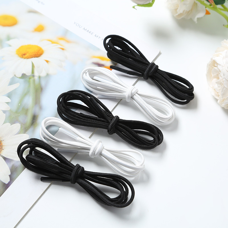 (2개) 재고 암호화 4MM 폴리 에스터 반라운드 로프 게으른 레이스 프리 운동화 라운드 신발 끈 로프 의류 바지 로프 모자 로프