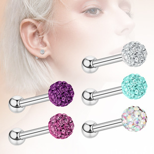 European and American Foreign Trade popular stainless steel inlaid zircon ear expansion personality round auricle cross-border hot selling puncture jewelry
