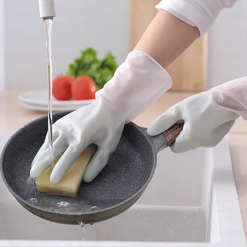 Dishwashing Gloves Women's Kitchen Special Latex Rubber Durable Brush Dishwashing Laundry Rubber Household Cleaning Waterproof Home Use