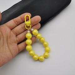 新款圓珠鏈鑰匙扣掛件手機鏈小清新彩色珍珠純色門勾配件耳機套包