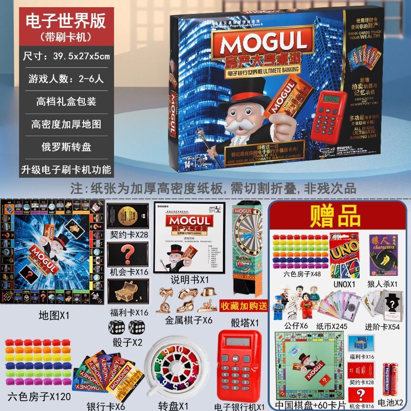 正版大富翁游戏棋世界版中国版超大号儿童成年版互动桌游房产大亨|undefined