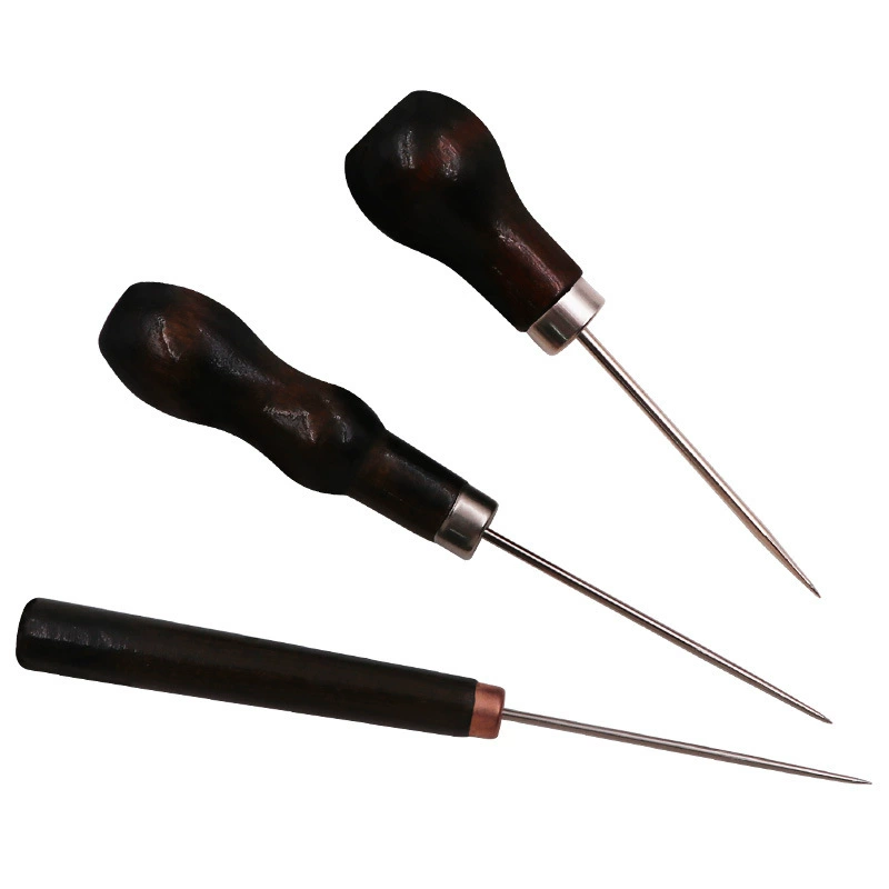 Тыква в форме цельного цельностального шила игла ручная перфорация шило прямой конус швейная Деревянная Ручка Шило инструмент для обуви