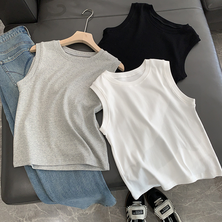 Korean Quality R*S 2026 Spring/Summer Collection In-Stock Minimalist Style Slim-Fit Sleeveless Pullover Tank Top for Women