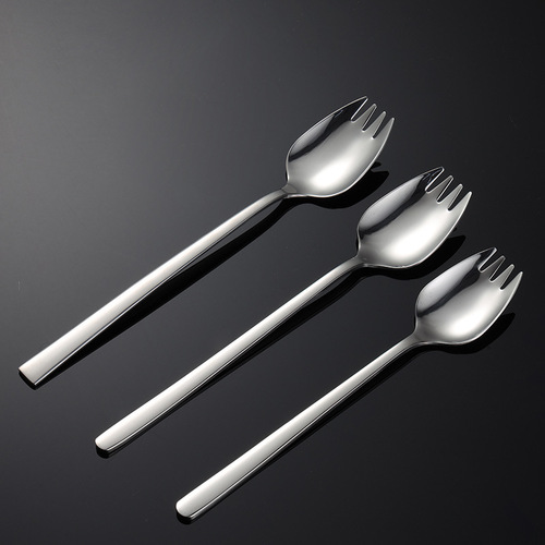 Aion 304 stainless steel salad fork multi-specification gift tableware fork and spoon integrated spoon instant noodle bowl Ruyi square handle