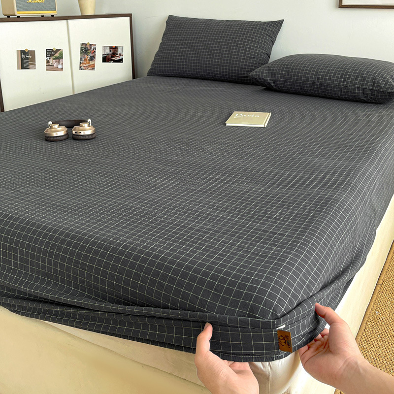 Pure Cotton Washed Cotton Fitted Sheet Single Piece 100% Cotton Bed Sheet Non-Slip Bed Cover Three-Piece Set Tatami Mattress Protector 2 Pure Cotton Washed Cotton Fitted Sheet Single Piece 100% Cotton Bed Sheet Non-Slip Bed Cover Three-Piece Set Tatami Mattress Protector 2