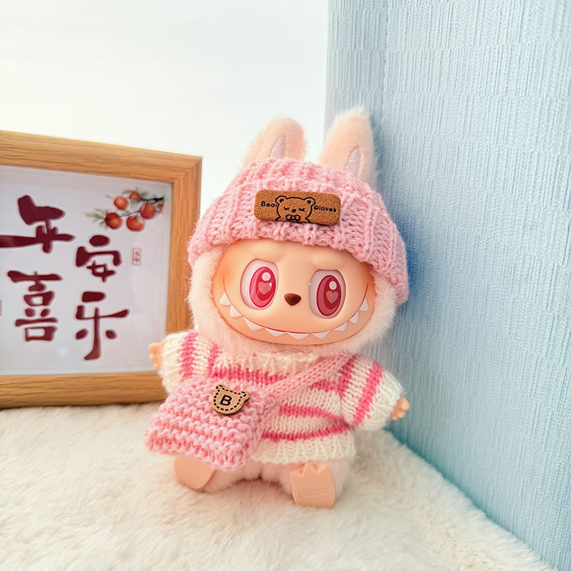 Solo ropa] Llavero de primera y segunda generación Labubu colgante de ropa Rabubu ropa de bebé suéter de punto traje de sombrero