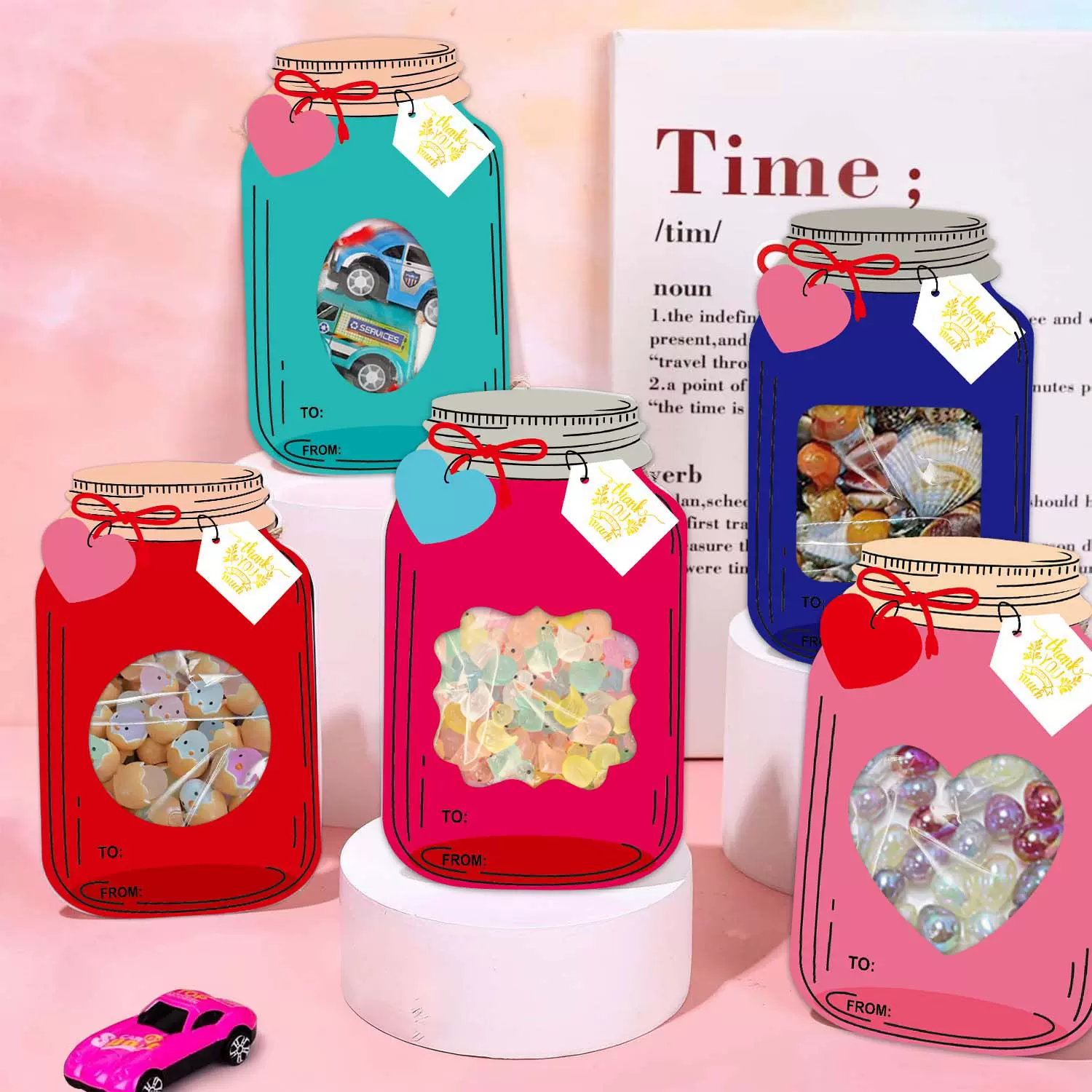 亚马逊爆款感谢梅森罐派对贺卡马卡龙罐礼物卡课堂交换卡节日贺卡