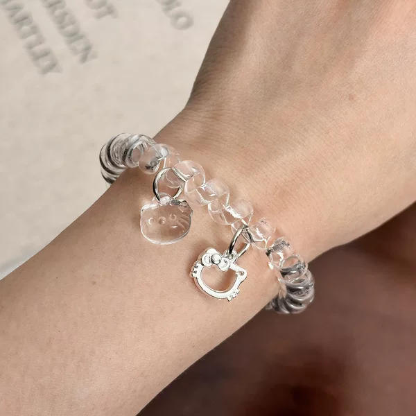 Clear Sense Transparent Telephone Line Sweet KT Pendant Hair Ring Simple All-match High Elastic Durable Hair Ring Hair Rope