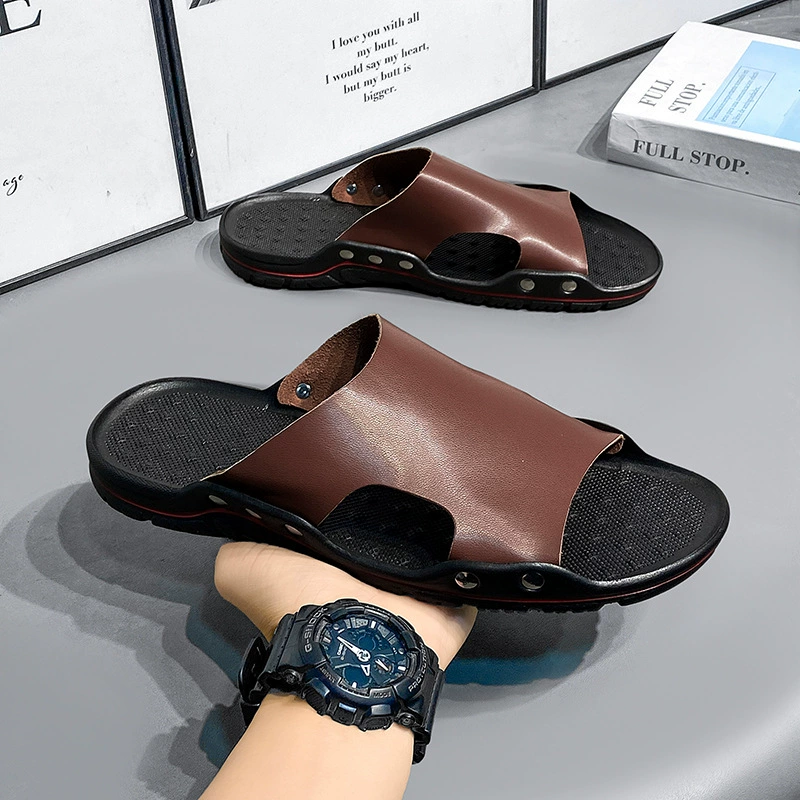 2025 новые мужские тапочки мягкие черные на улице