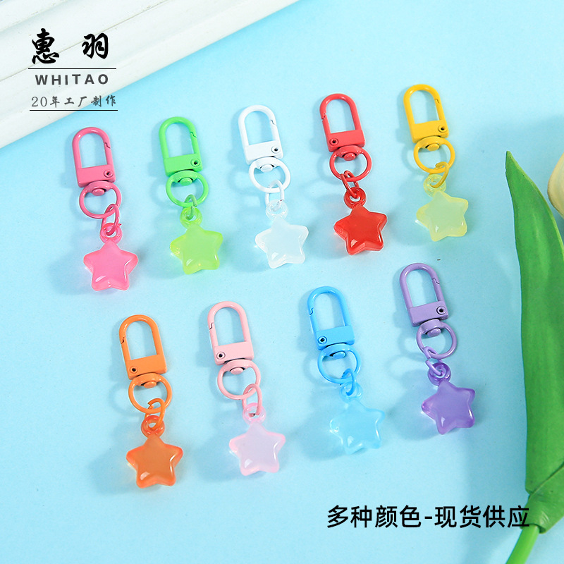 New colorful jelly star door buckle DIY handmade material bag pendant accessories keychain wholesale