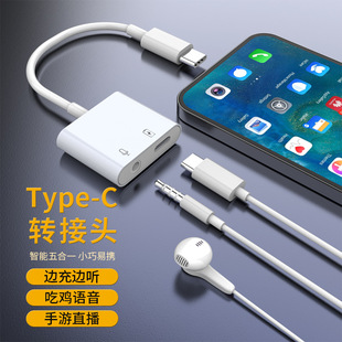 Typec Mobile Phone Adapter Applicable to Apple 15 Sony Live Converter Eating Chicken K Song Charging Live Adapter