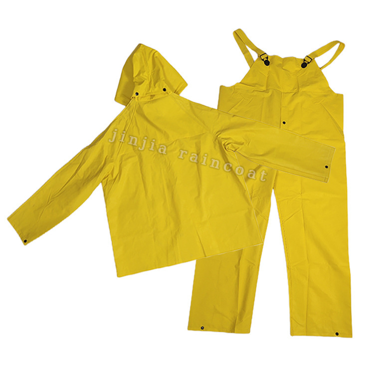Customized African Cheap Pvc Single-Piece Raincoat Set, Labor Protection Three-In-One with Hood, 0.28mm with Straps for Heavy Rain Protection