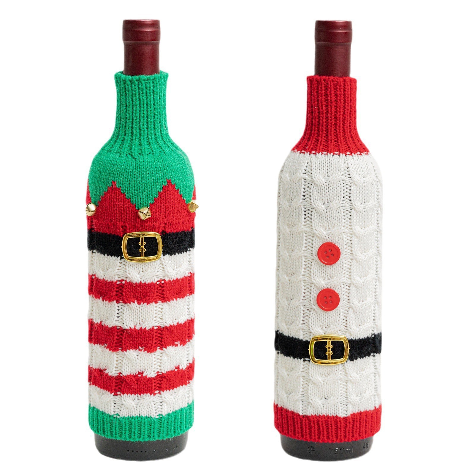Navidad transfronteriza de punto botella de vino conjunto de decoración campana cinturón de vino conjunto de decoración de fiesta fiesta atmósfera de vacaciones