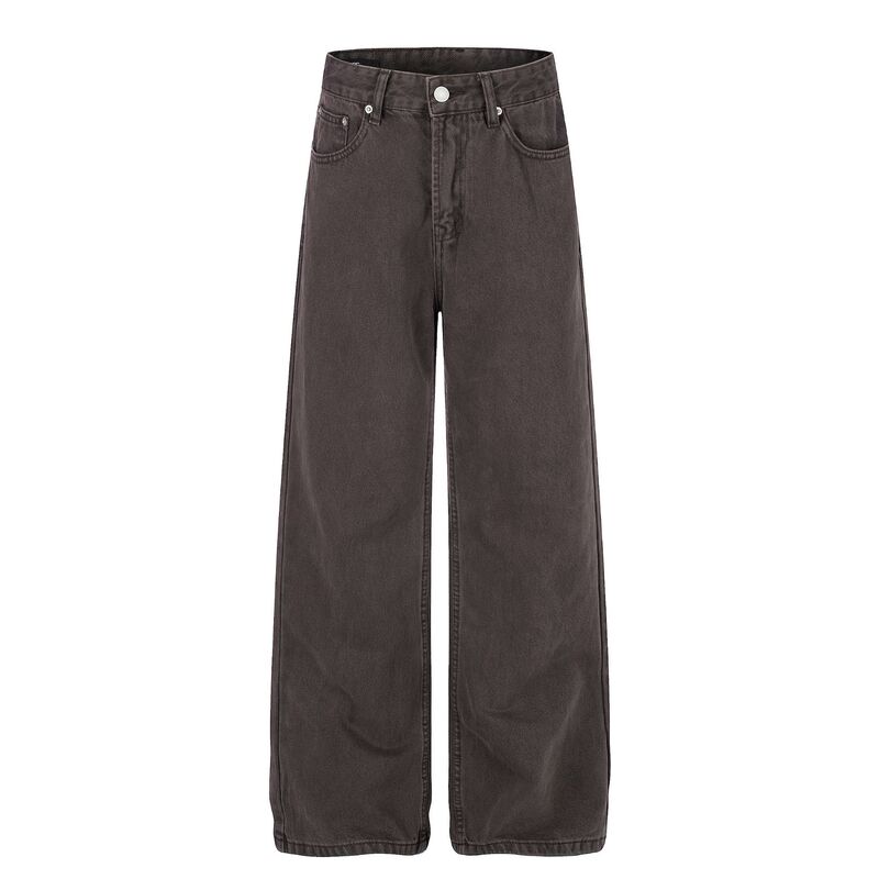 G60016 High Street American Style Unisex Trendy High-End Washed Old Brown Design Men's Loose Jeans