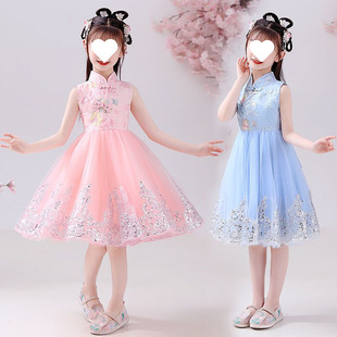 Children's Han Dynasty Dress Cheongsam 2025 Summer New Style Girls Tang Suit Ethnic Style Little Girl Fashionable Princess Dress
