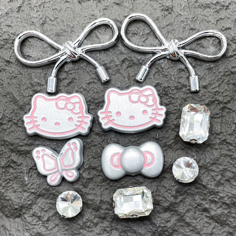 小紅書と同じスタイルのリボン kt 猫ヘッド樹脂アクセサリー diy 携帯電話ケース下駄バックルヘアアクセサリー装飾材料|undefined