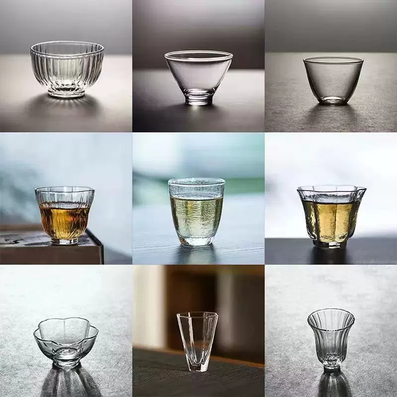 批发日式玻璃斗笠杯透明迷你小茶杯家用茶具品茗杯个人杯单杯主人