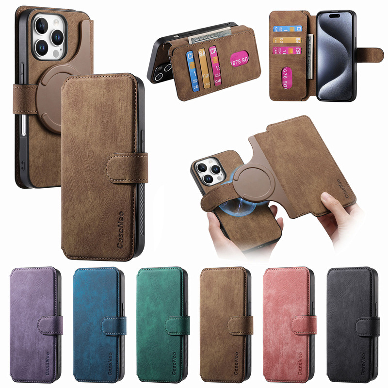 Foreign Trade Explosions Suitable for iPhone16 Retro Magnetic Wireless Charging Samsung S24U Simple Card Flip Cover Leather Case Foreign Trade Explosions Suitable for iPhone16 Retro Magnetic Wireless Charging Samsung S24U Simple Card Flip Cover Leather Case