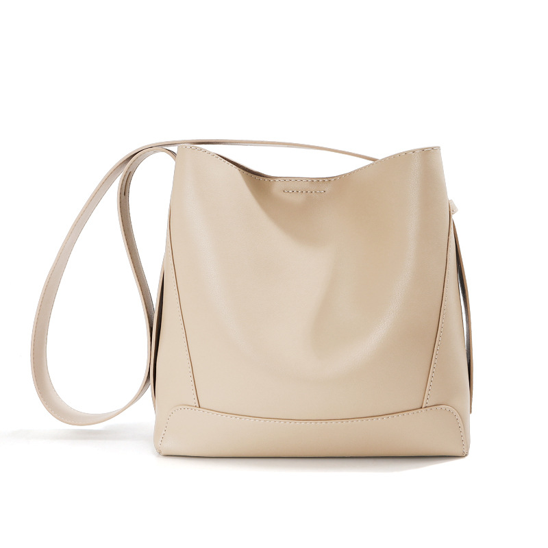 Large Capacity Women's Shoulder Bag Versatile Large Genuine Leather Crossbody Underarm Bag Premium Cowhide Commuter Bucket Bag - Thumbnail 8