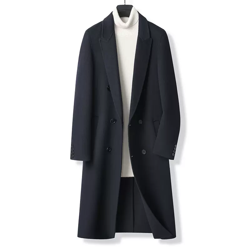 2025秋季新款男式大码羊毛大衣双面羊毛呢子呢子呢大衣长款风衣批