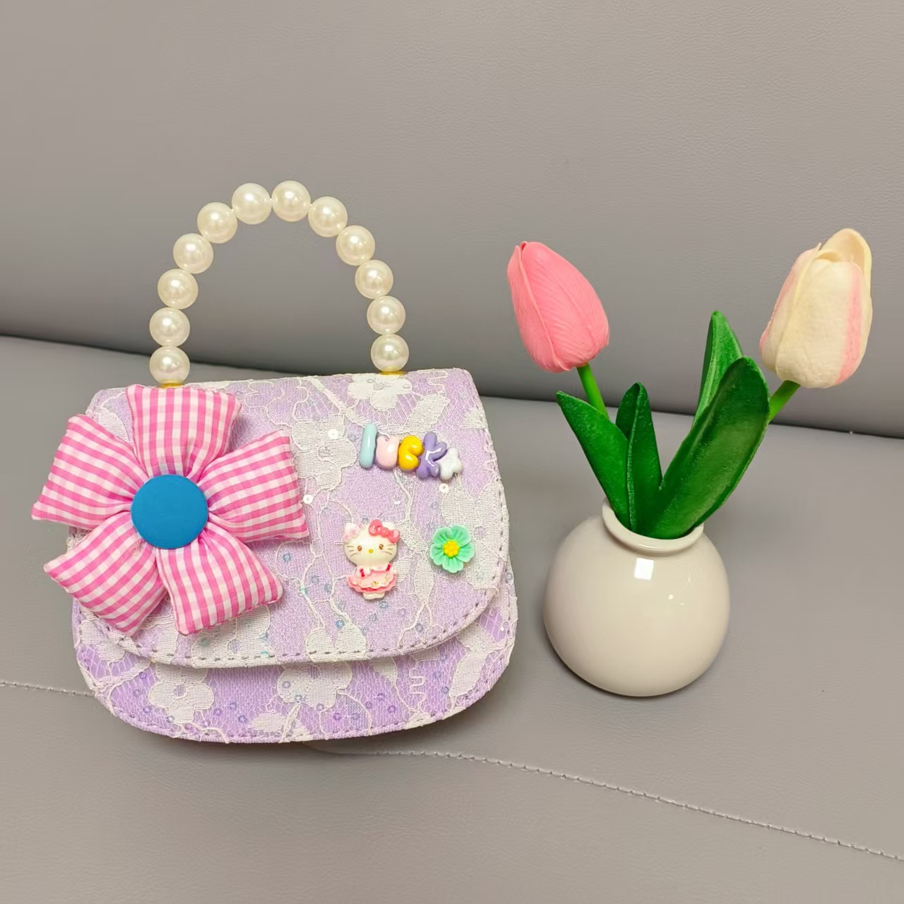 Bolso de princesa portátil de perlas, arco de encaje, bolso de hombro, bolso de cadena, bolso de cambio de Año Nuevo.