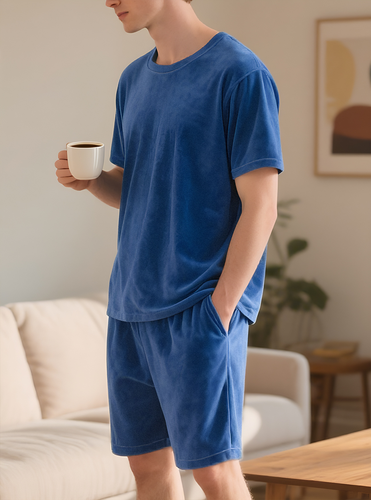 Herren Sport Set T-shirt Und Shorts In Einfarbigem Design_voghion.com