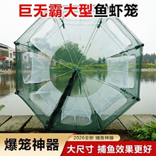 扇形折叠鱼笼抓鱼神具渔网笼捕大鱼笼鱼虾笼进口八孔鱼笼加厚加粗