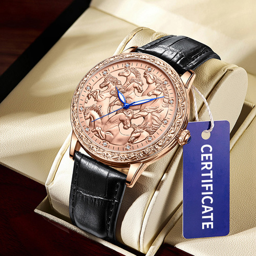 Cross-border Kingston brand watch retro carved 3D eight horses waterproof watch men's watch wholesale high-end quartz watch