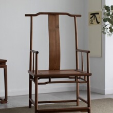 新中式茶桌椅圈椅北方榆木实木官帽椅太师椅海棠椅禅意茶椅扶手L&
